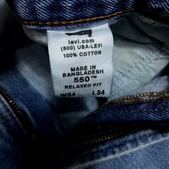 Levis Jeans Mens 34×34 Blue 550 Relaxed Fit Medium Wash Denim - Picture 11 of 13